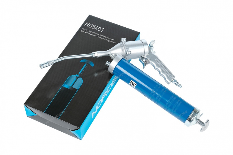 Шприц пневмо для густой смазки, 400мл, с поворотом рукоятки NORDBERG NO3401
